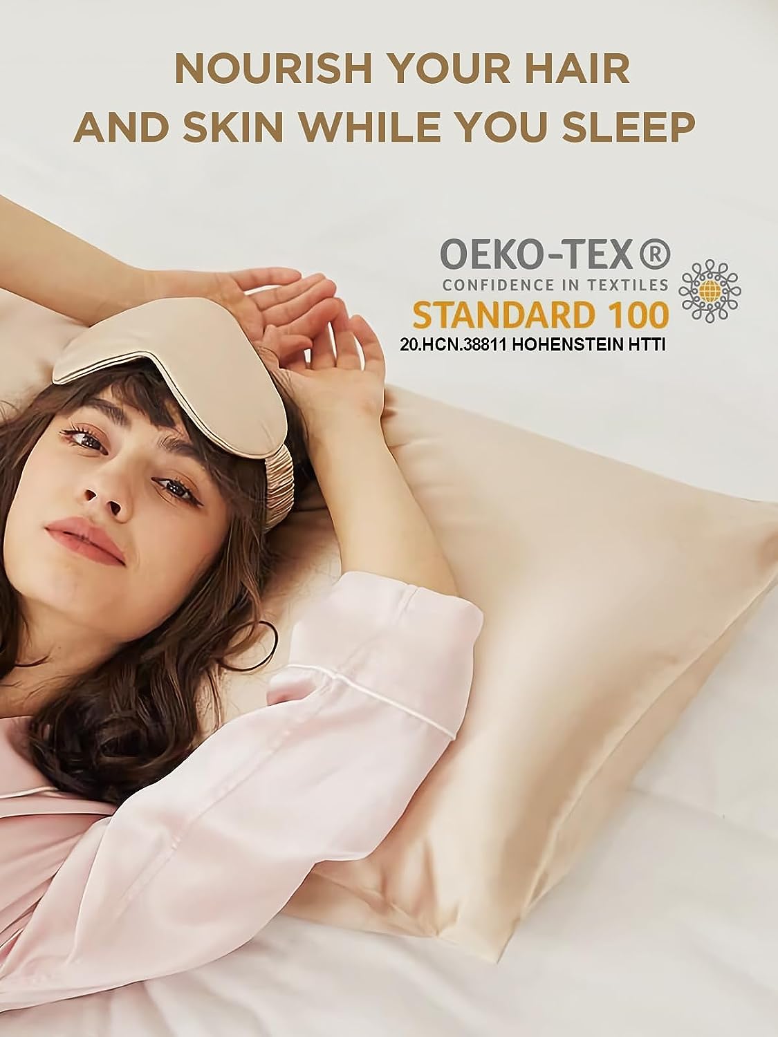 Silk Pillowcase, SGMSILK 100% 22 Momme 6A Soft and Smooth Texture of Mulberry Silk, Champagne Gold