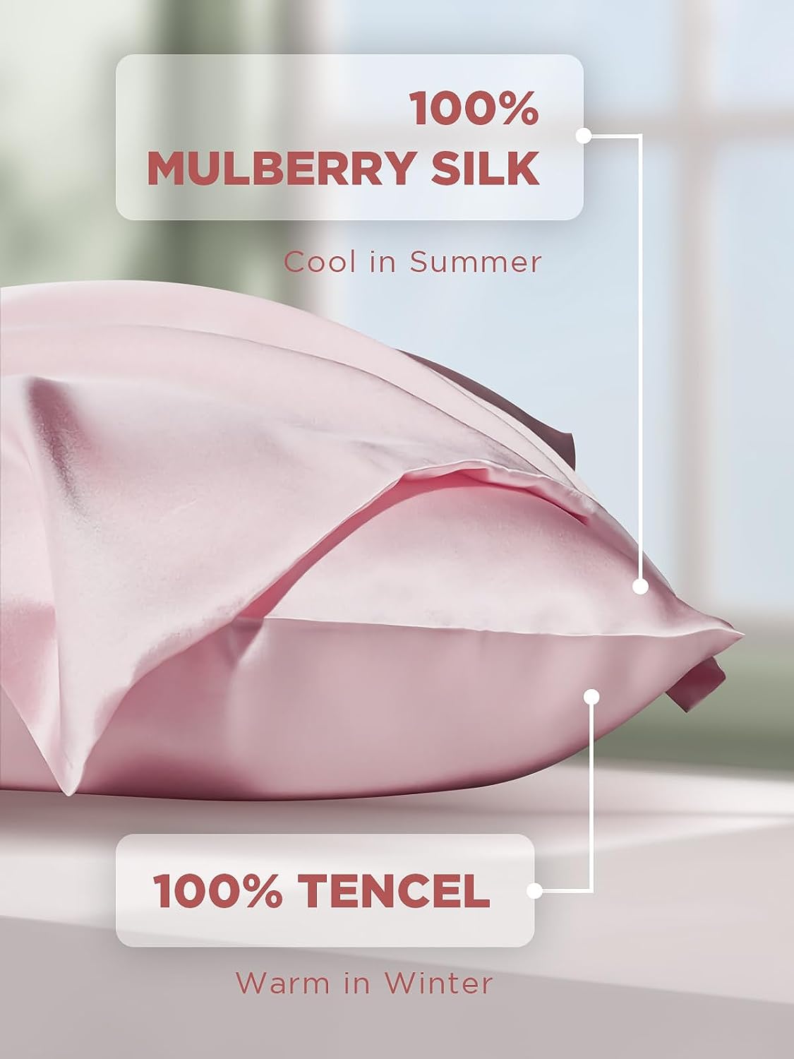 Silk Pillowcase, SGMSILK 100% 22 Momme 6A Soft and Smooth Texture of Mulberry Silk, Soft Pink