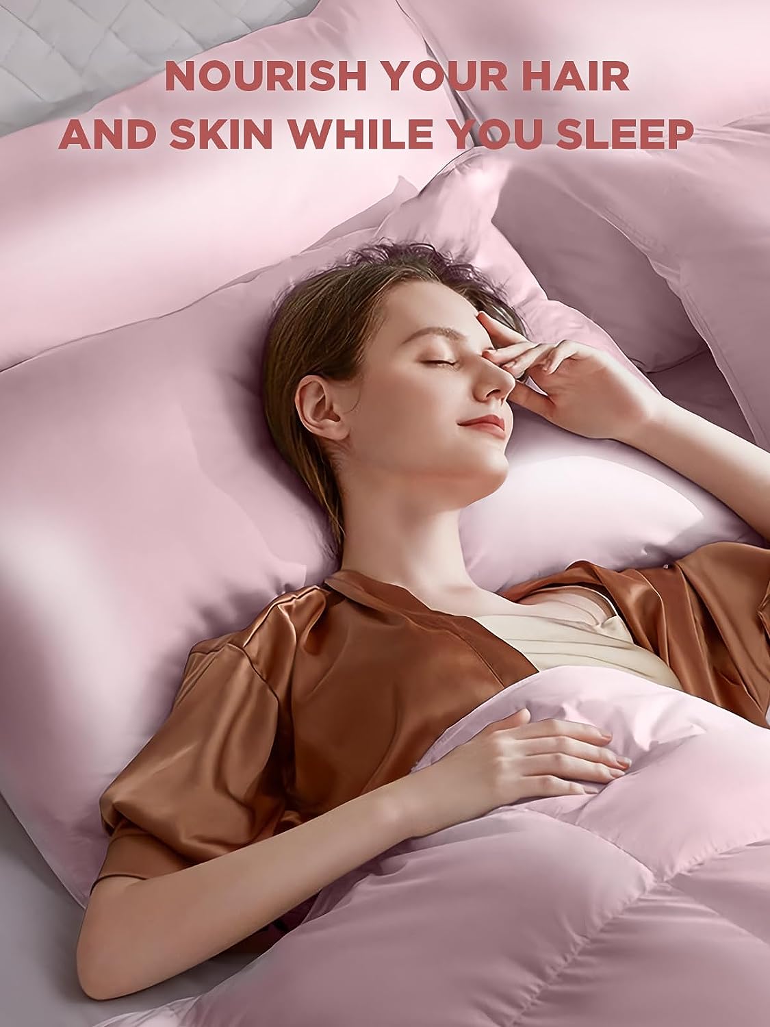 Silk Pillowcase, SGMSILK 100% 22 Momme 6A Soft and Smooth Texture of Mulberry Silk, Soft Pink