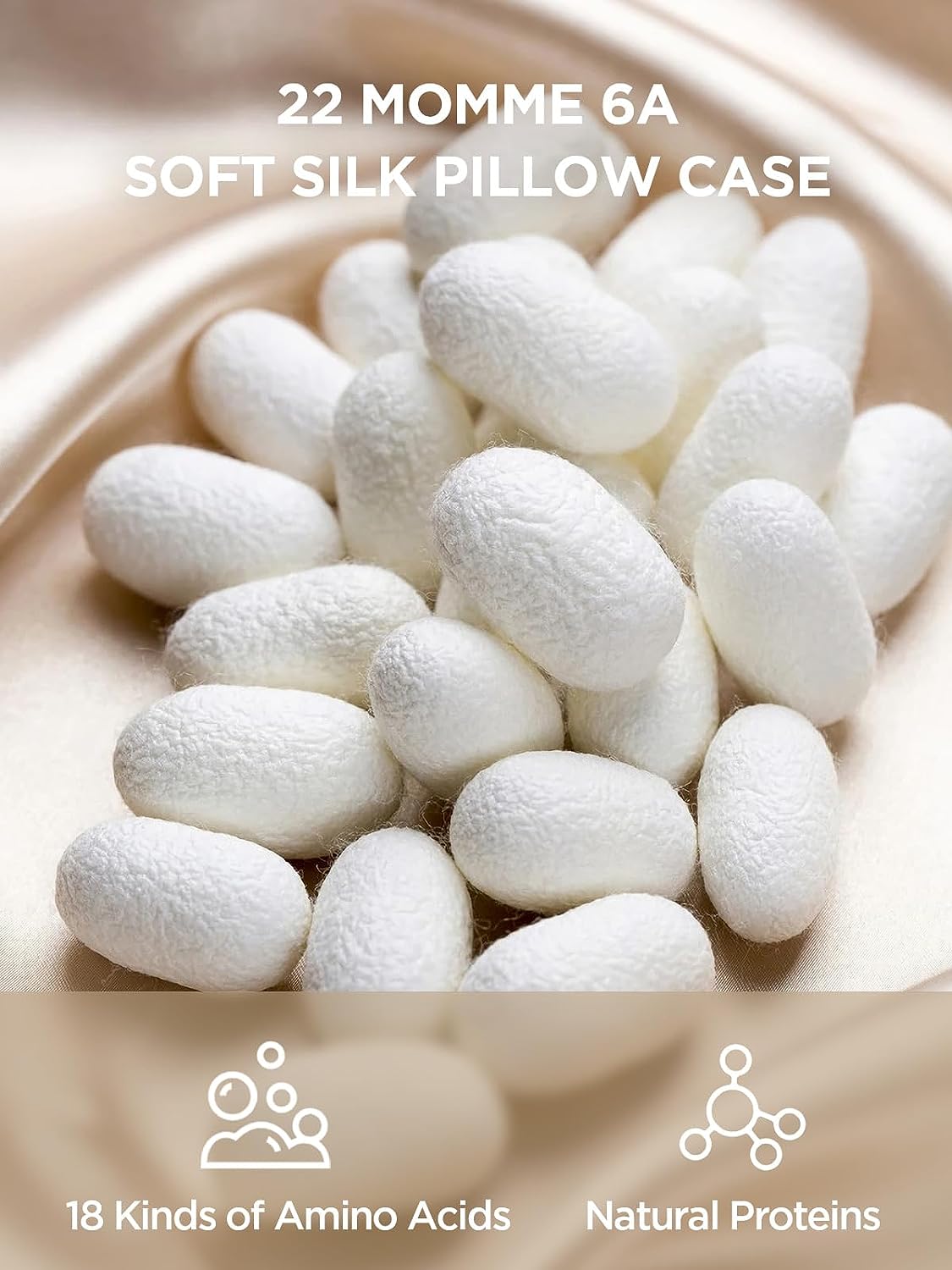 Silk Pillowcase, SGMSILK 100% 22 Momme 6A Soft and Smooth Texture of Mulberry Silk, Champagne Gold